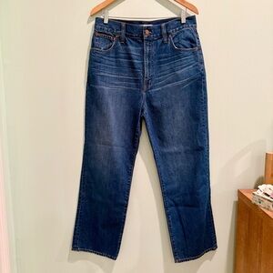 Madewell Cotton Westside Jeans Denim 31 Like New Relaxed Straight Leg High Rise